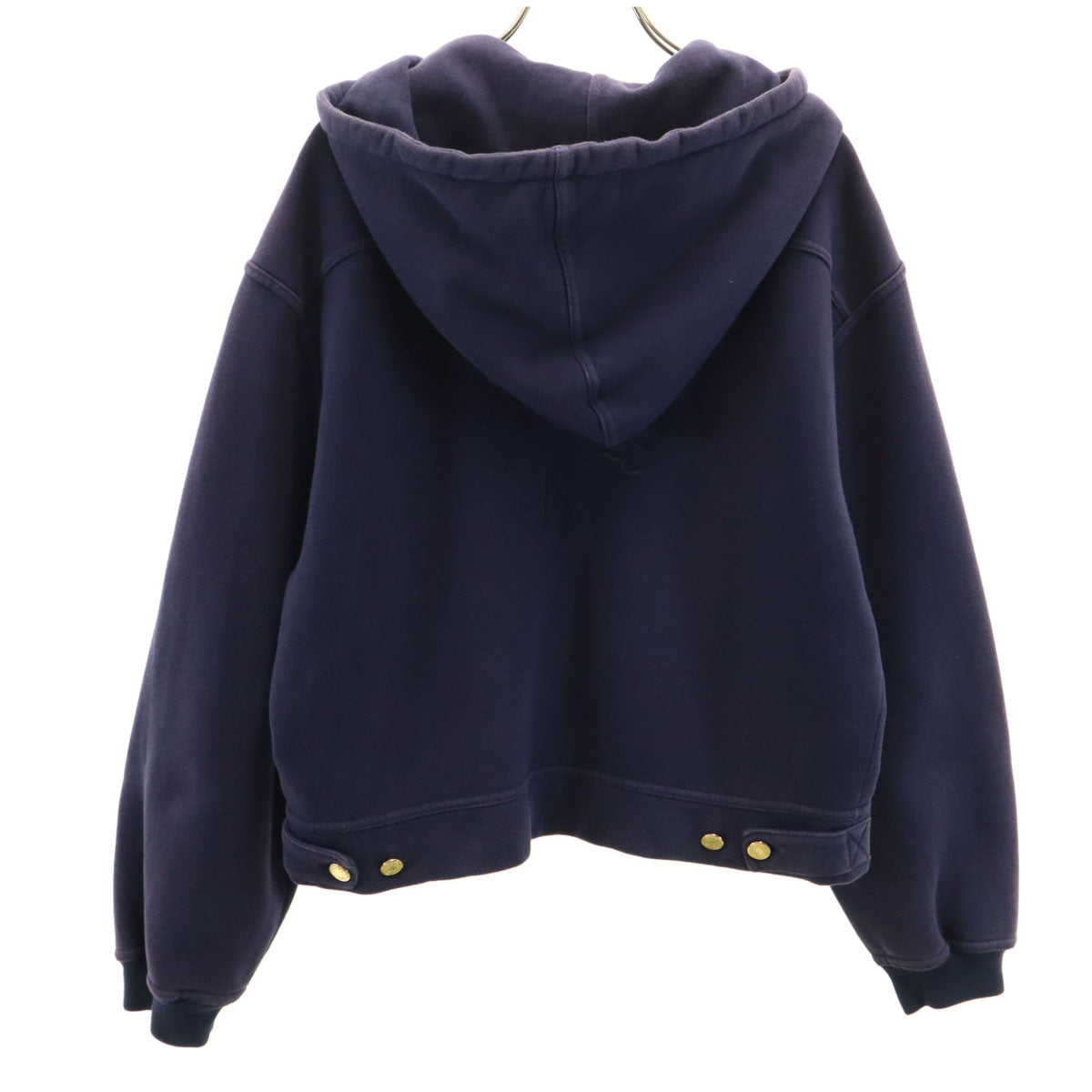 HERMES エルメス イタリア製 長袖 スウェット ジップパーカー S ネイビー 裏起毛 レディース