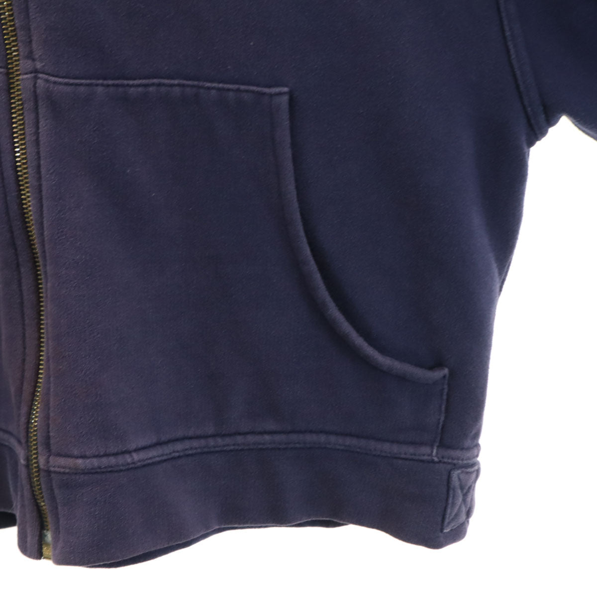 HERMES エルメス イタリア製 長袖 スウェット ジップパーカー S ネイビー 裏起毛 レディース