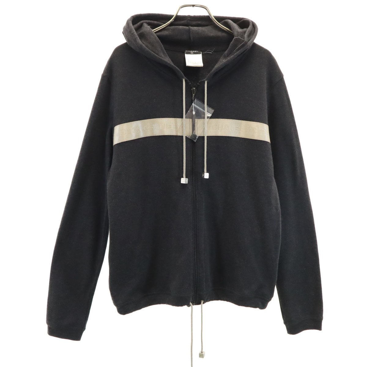 CHANEL シャネル フランス製 カシミヤブレンド 長袖 ジップパーカー 44 チャコールグレー P19776 レディース