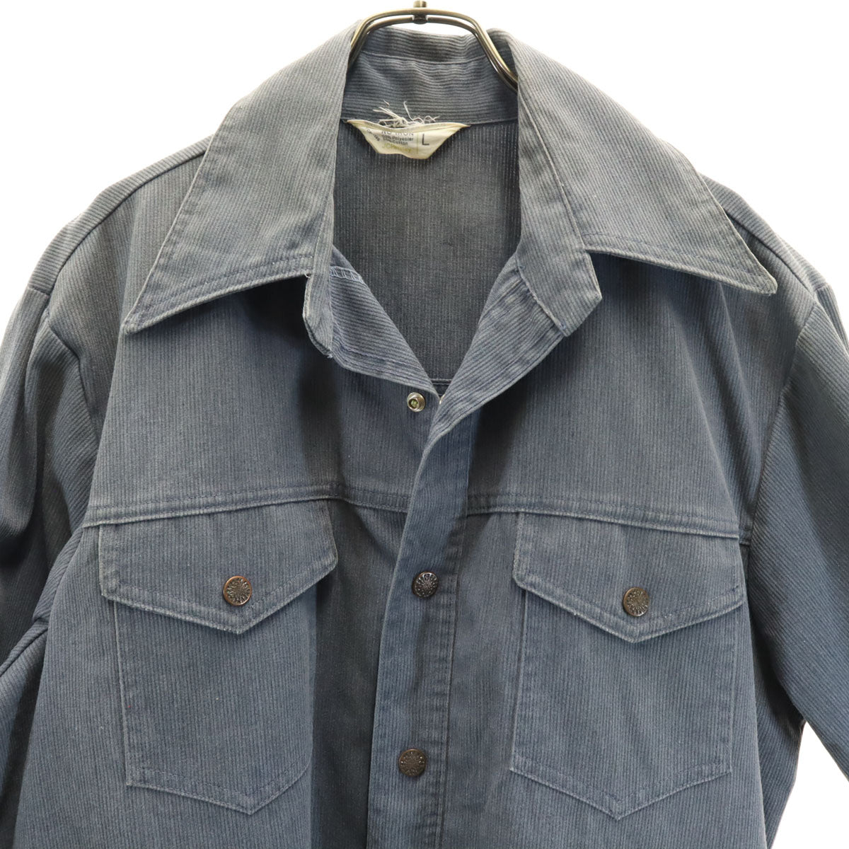 JCPenney ジェイシーペニー 70s ヴィンテージ 細畝 シャツジャケット L チャコールグレー メンズ