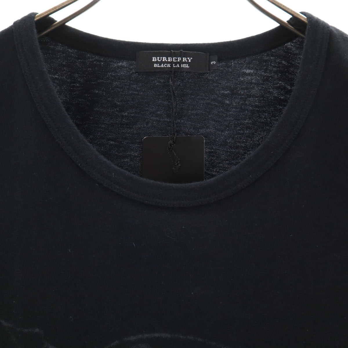 未使用 BURBERRY BLACK LABEL バーバリーブラックレーベル 日本製 半袖 Tシャツ 3 ブラック 三陽商会 メンズ