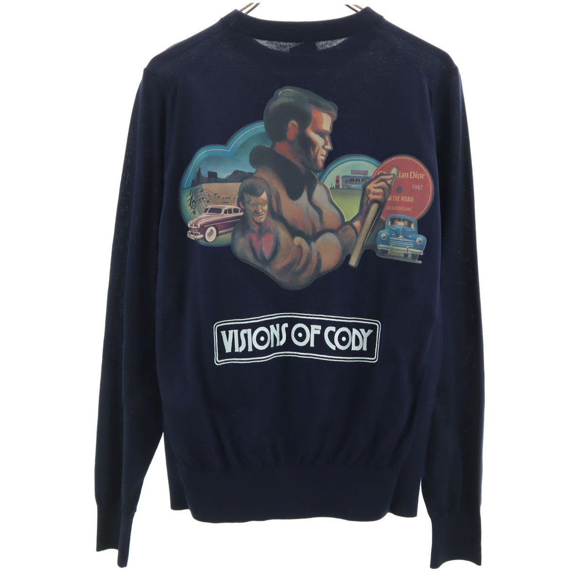 Dior ディオール ジャック・ケルアック コラボ イタリア製 バックプリント Visions of Cody 長袖 Tシャツ S ネイビー ロンT 293M651AT442 メンズ