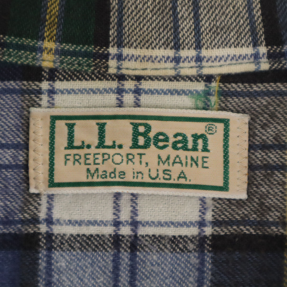 L.L.Bean エルエルビーン 80s USA製 ヴィンテージ 長袖 ワークシャツ L 深緑 裏フランネル アウトドア メンズ