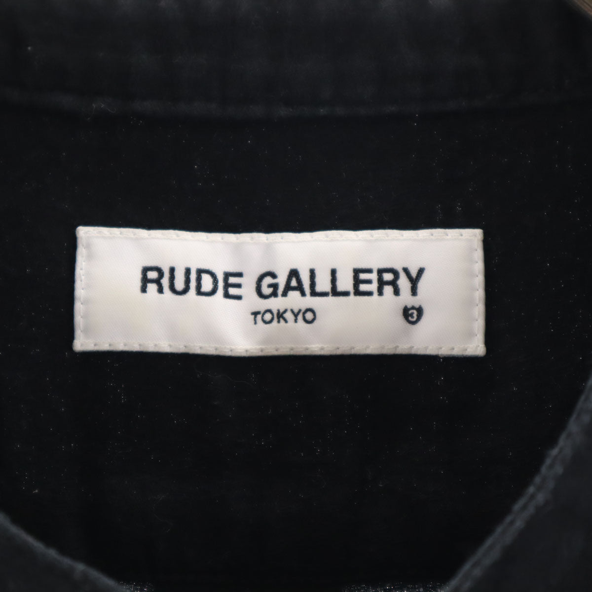 RUDE GALLERY ルードギャラリー 日本製 ペイズリー柄 長袖 ノーカラー ロングシャツ 3 黒 メンズ