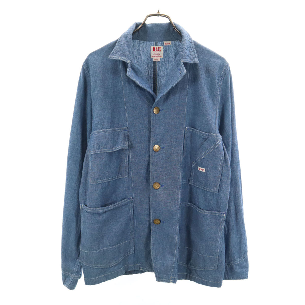 BALANCE + HARMONY バランスハーモニー USA製 長袖 カバーオール M ブルー系 B&H メンズ