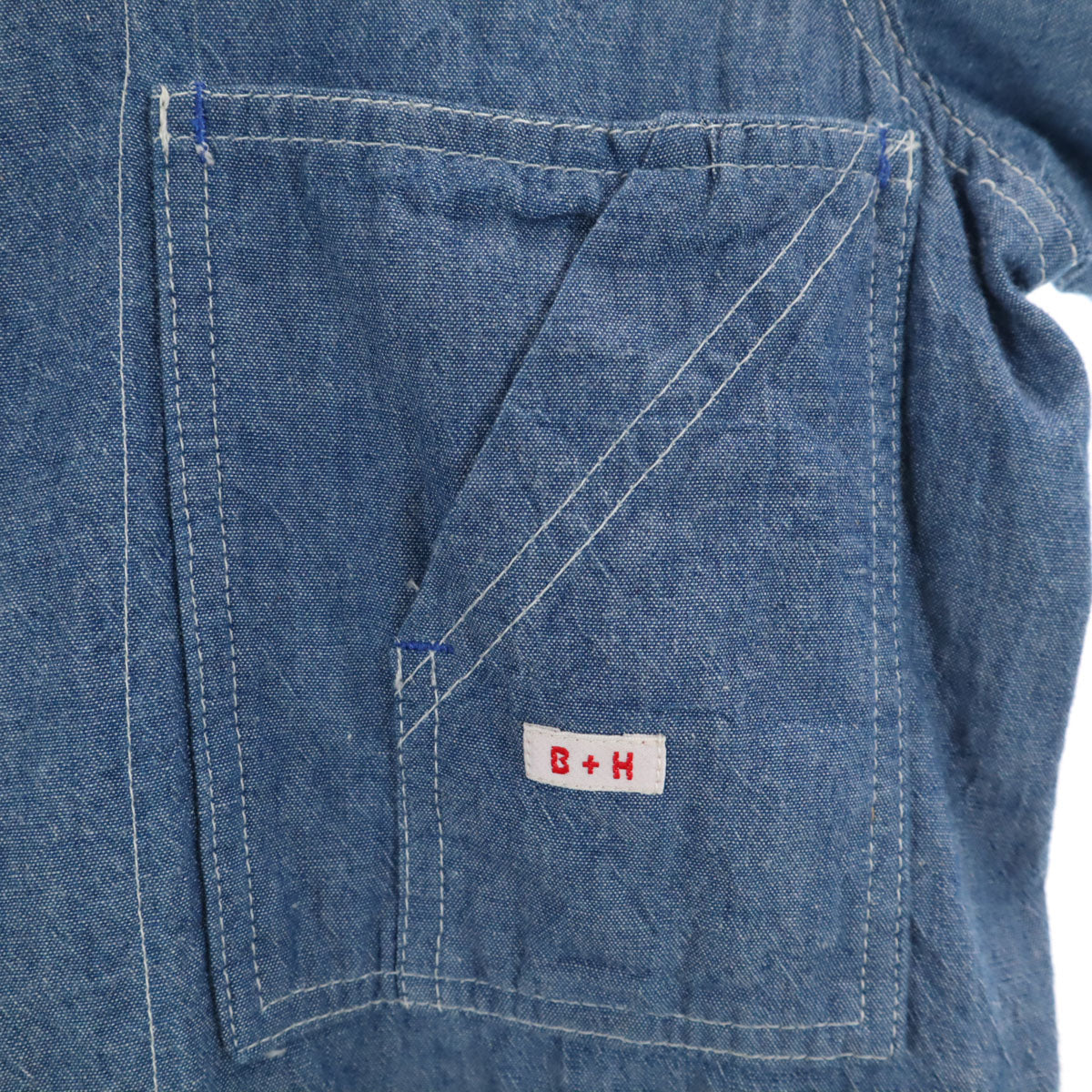 BALANCE + HARMONY バランスハーモニー USA製 長袖 カバーオール M ブルー系 B&H メンズ