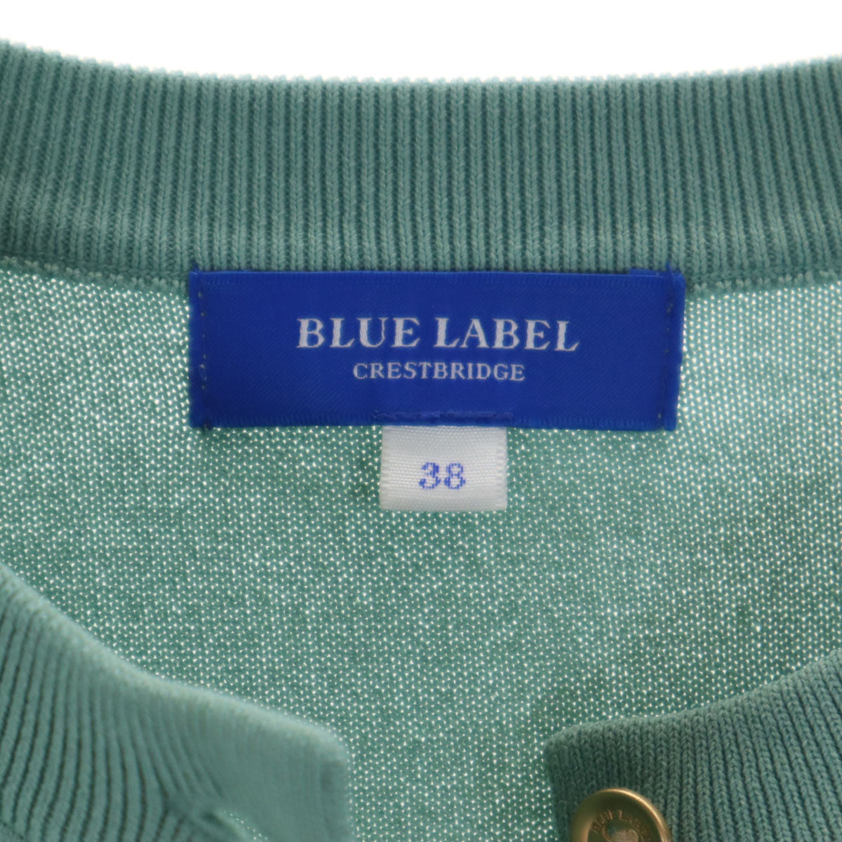 BLUE LABEL CRESTBRIDGE ブルーレーベルクレストブリッジ 長袖 カーディガン 38 グリーン系 三陽商会 レディース