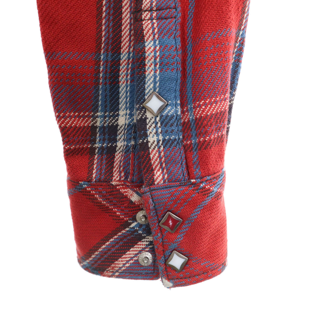 HYSTERIC GLAMOUR ヒステリックグラマー チェック柄 長袖 ウエスタンシャツ M レッド系 メンズ