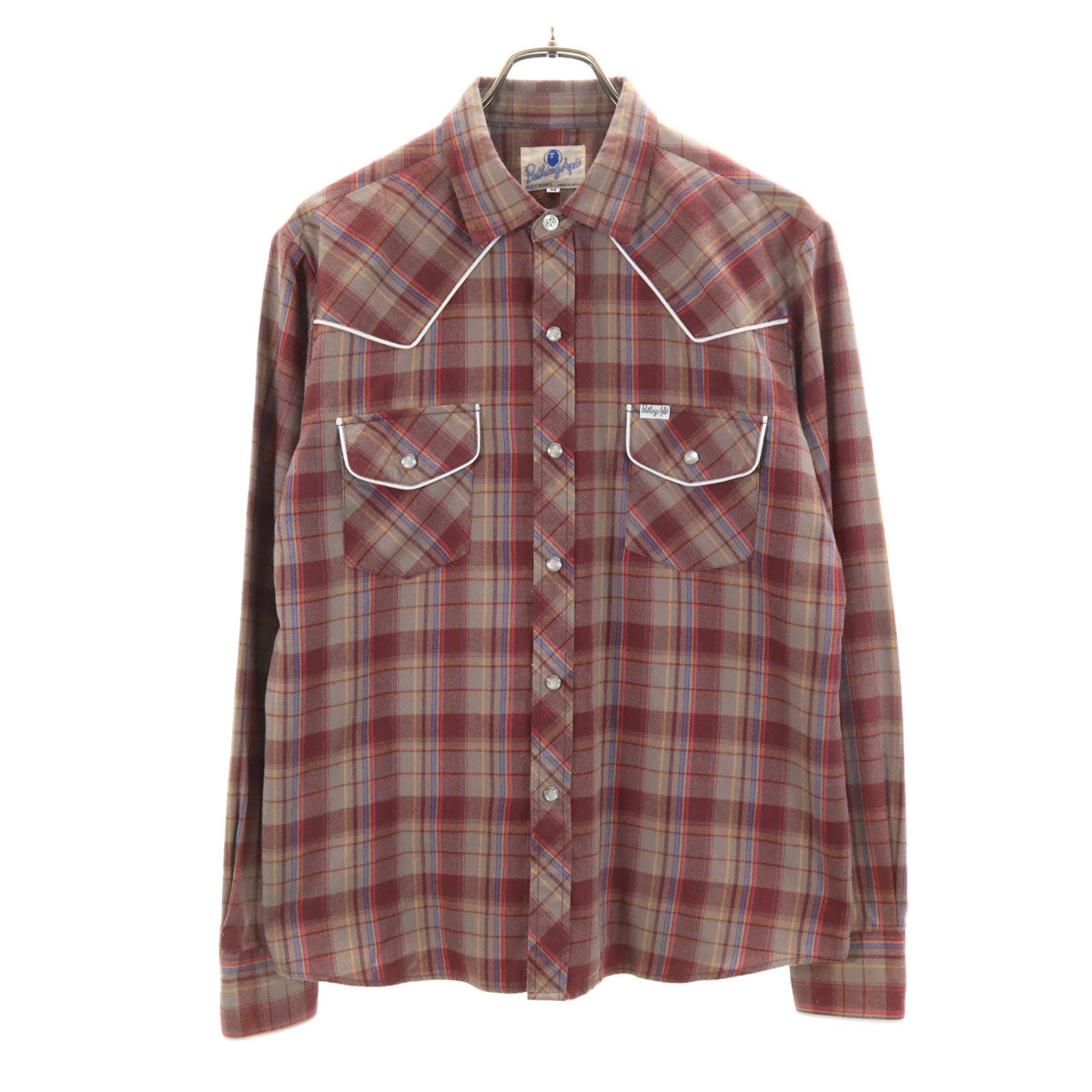 BATHING APE ベイシングエイプ 日本製 チェック柄 長袖 ウエスタンシャツ ブラウン系 メンズ