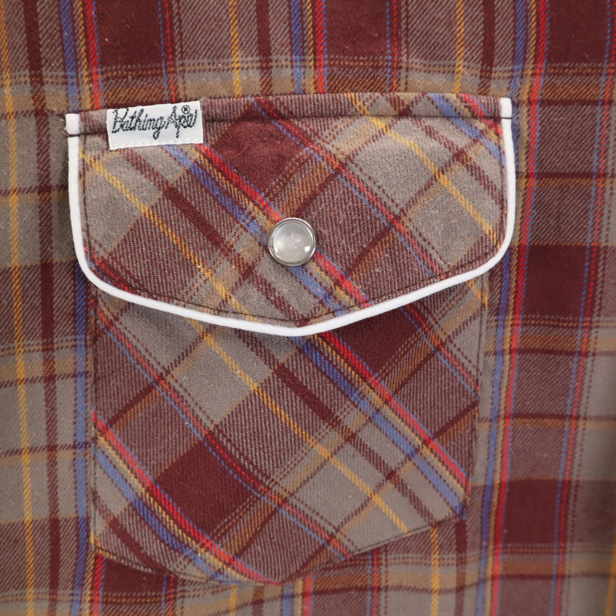 BATHING APE ベイシングエイプ 日本製 チェック柄 長袖 ウエスタンシャツ ブラウン系 メンズ