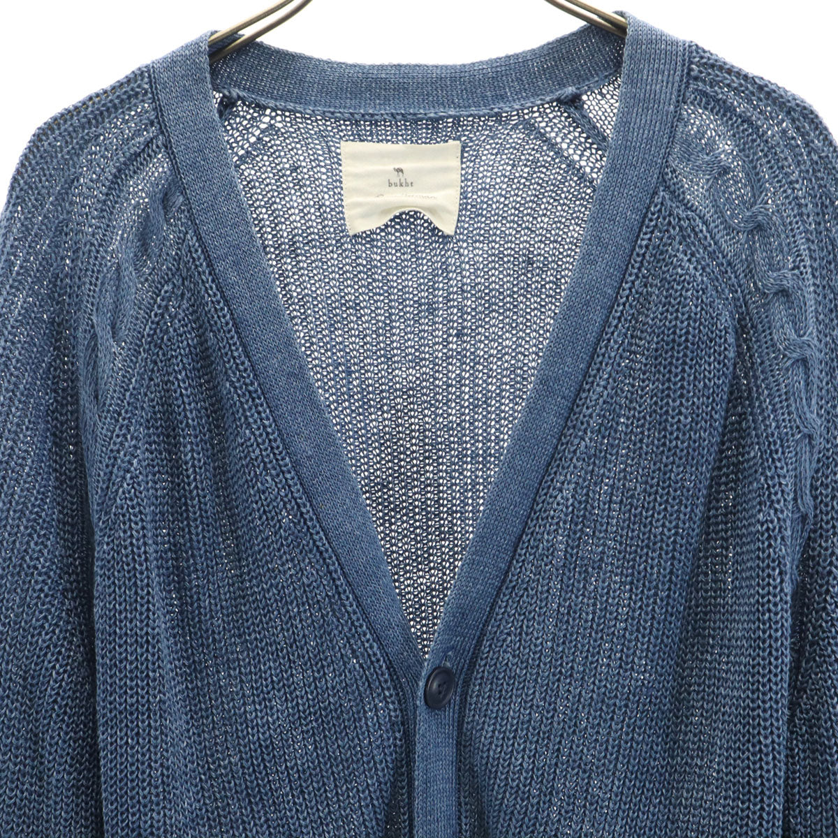 bukht ブフト Ron Herman ロンハーマン コラボ リネン 日本製 長袖 ニットカーディガン 0 ブルー メンズ