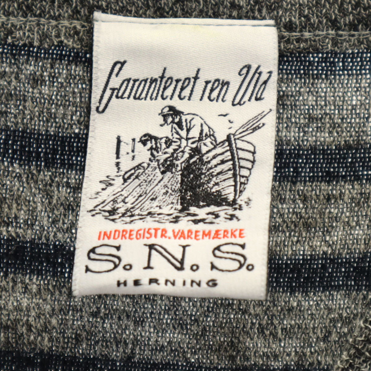 S.N.S. HERNING エスエヌエス ハーニング ボーダー柄 長袖 セーター S グレー メンズ