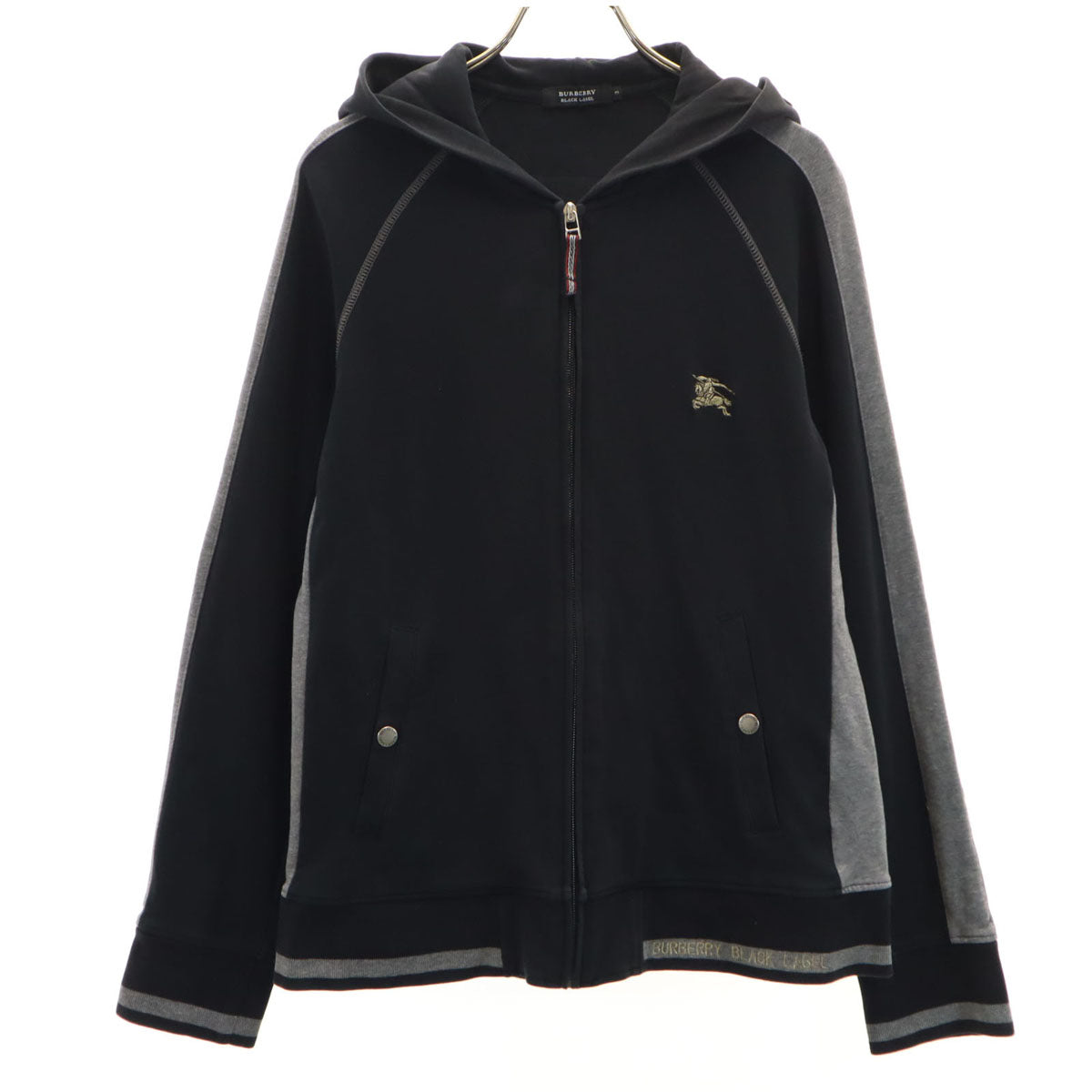 BURBERRY BLACK LABEL バーバリーブラックレーベル 長袖 ジップパーカー 3 黒 三陽商会 メンズ