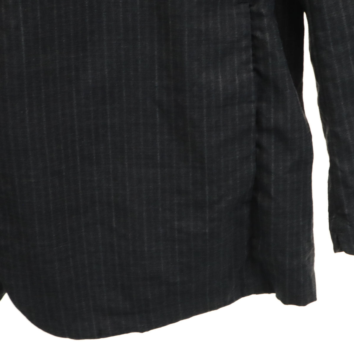 COLINA コリーナ 日本製 ストライプ柄 ノーカラージャケット L グレー メンズ