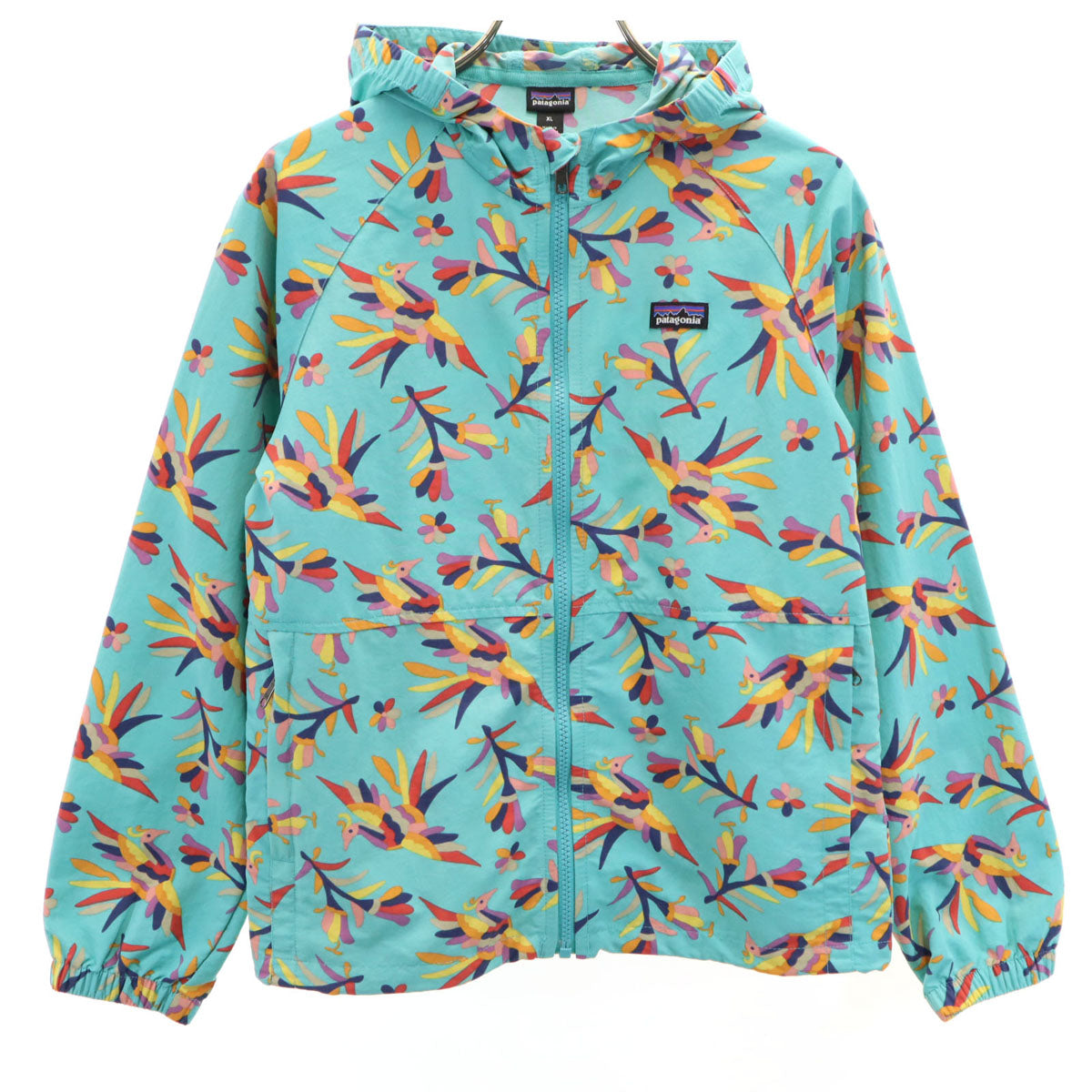 patagonia パタゴニア 総柄 ナイロンジャケット XL ブルー系 レディース