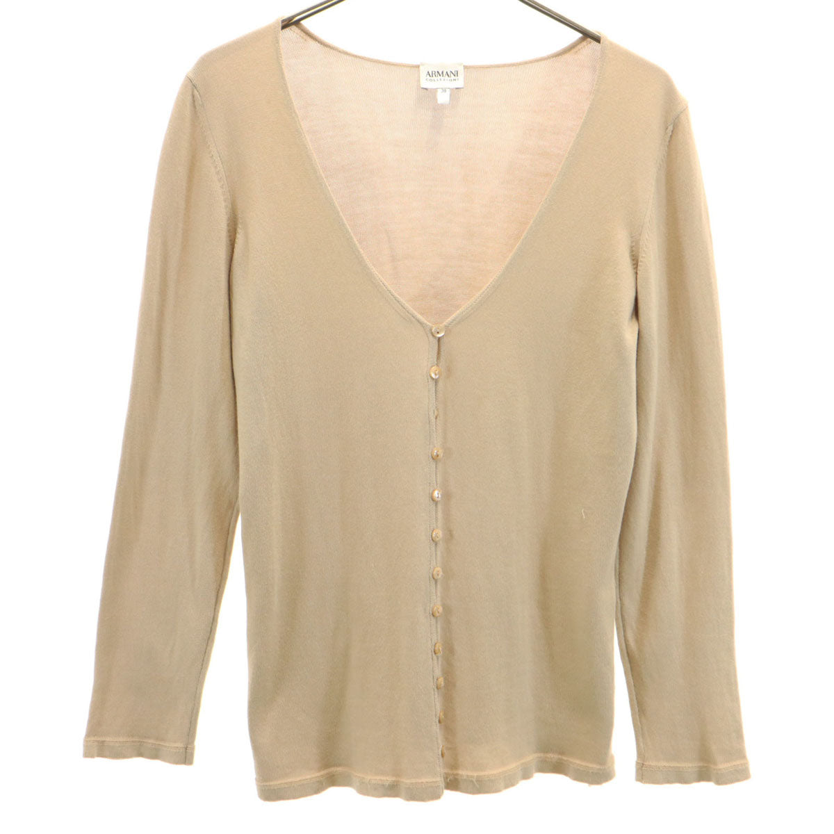 ARMANI COLLEZIONI アルマーニコレツィオー二 長袖 ニットカーディガン 38 ベージュ レディース
