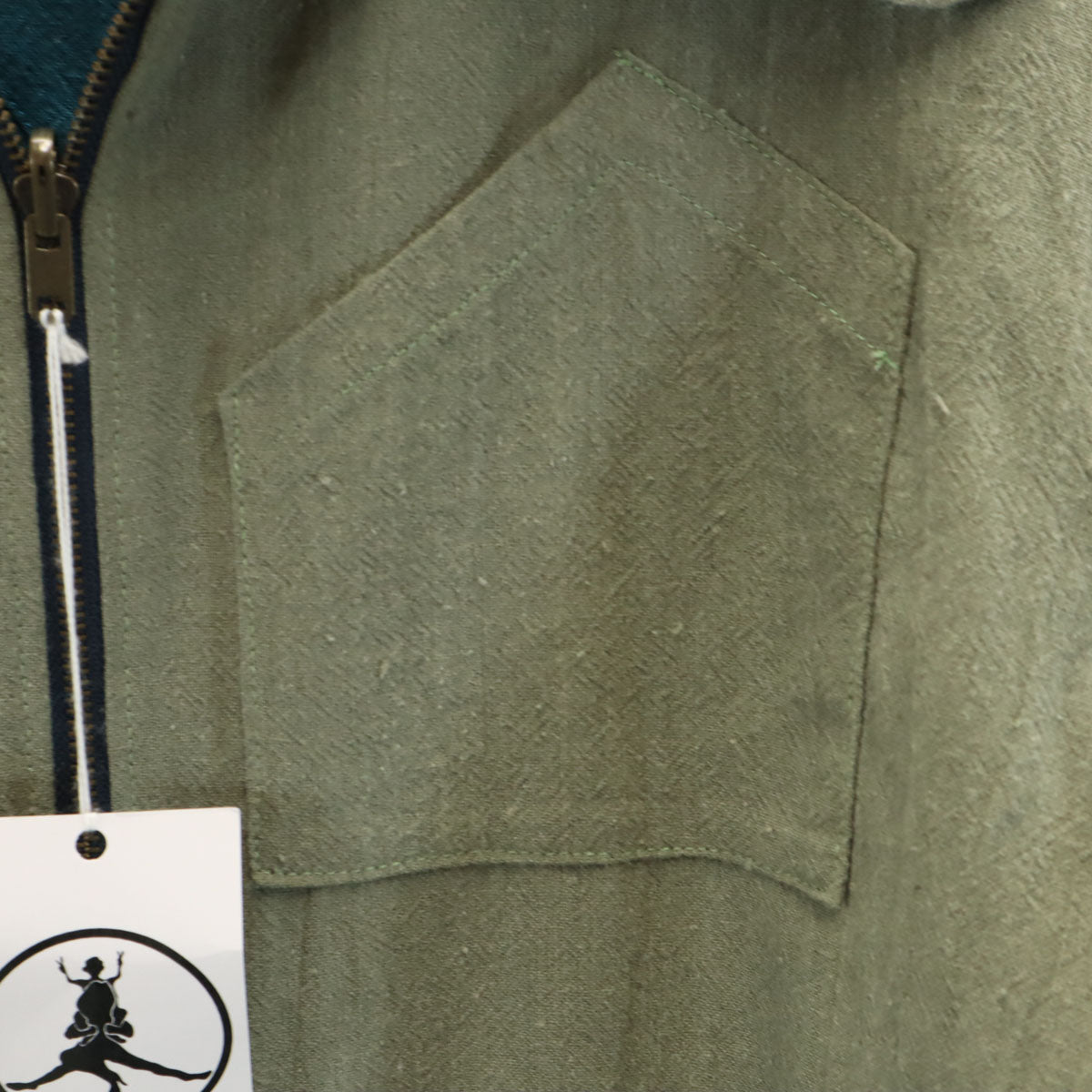 CHILLT リネンブレンド パッチワーク ジャケット L ターコイズ リバーシブル メンズ