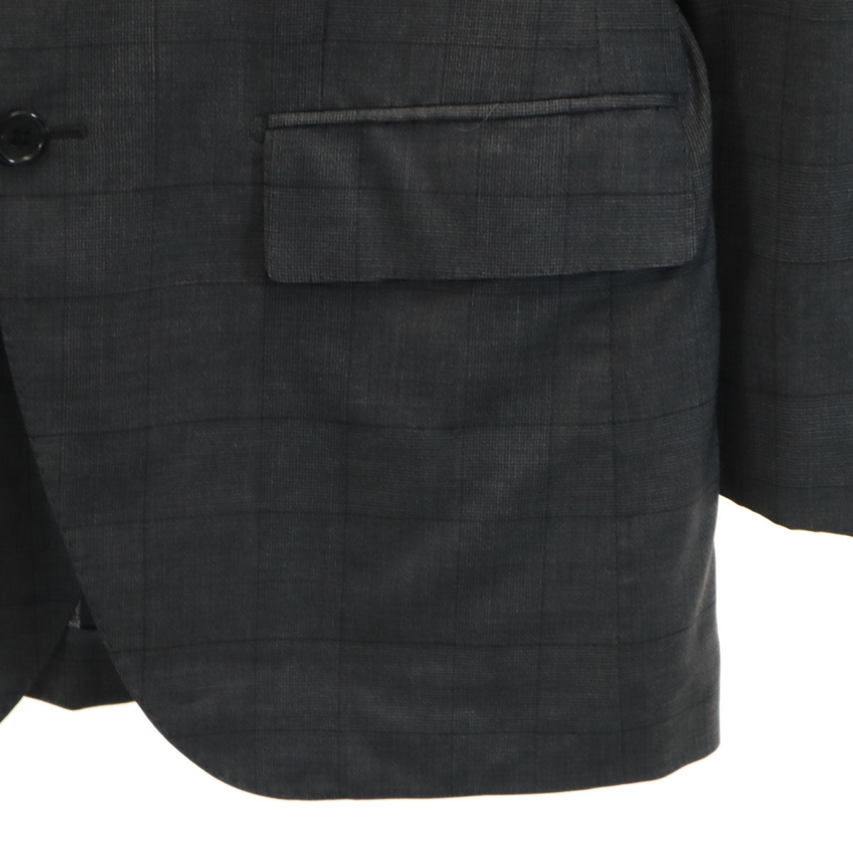 麻布テーラー アザブテーラー シルクブレンド チェック柄 E.THOMAS テーラードジャケット 46 グレー メンズ