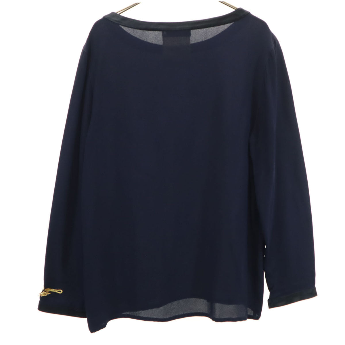 Christian Dior BOUTIQUE クリスチャンディオール ブティック フランス製 長袖 ボートネック プルオーバー ブラウス 38 ネイビー レディース