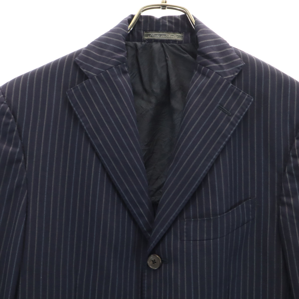 Salvatore Ferragamo サルヴァトーレフェラガモ イタリア製 ストライプ柄 テーラードジャケット 46 ネイビー ブレザー メンズ