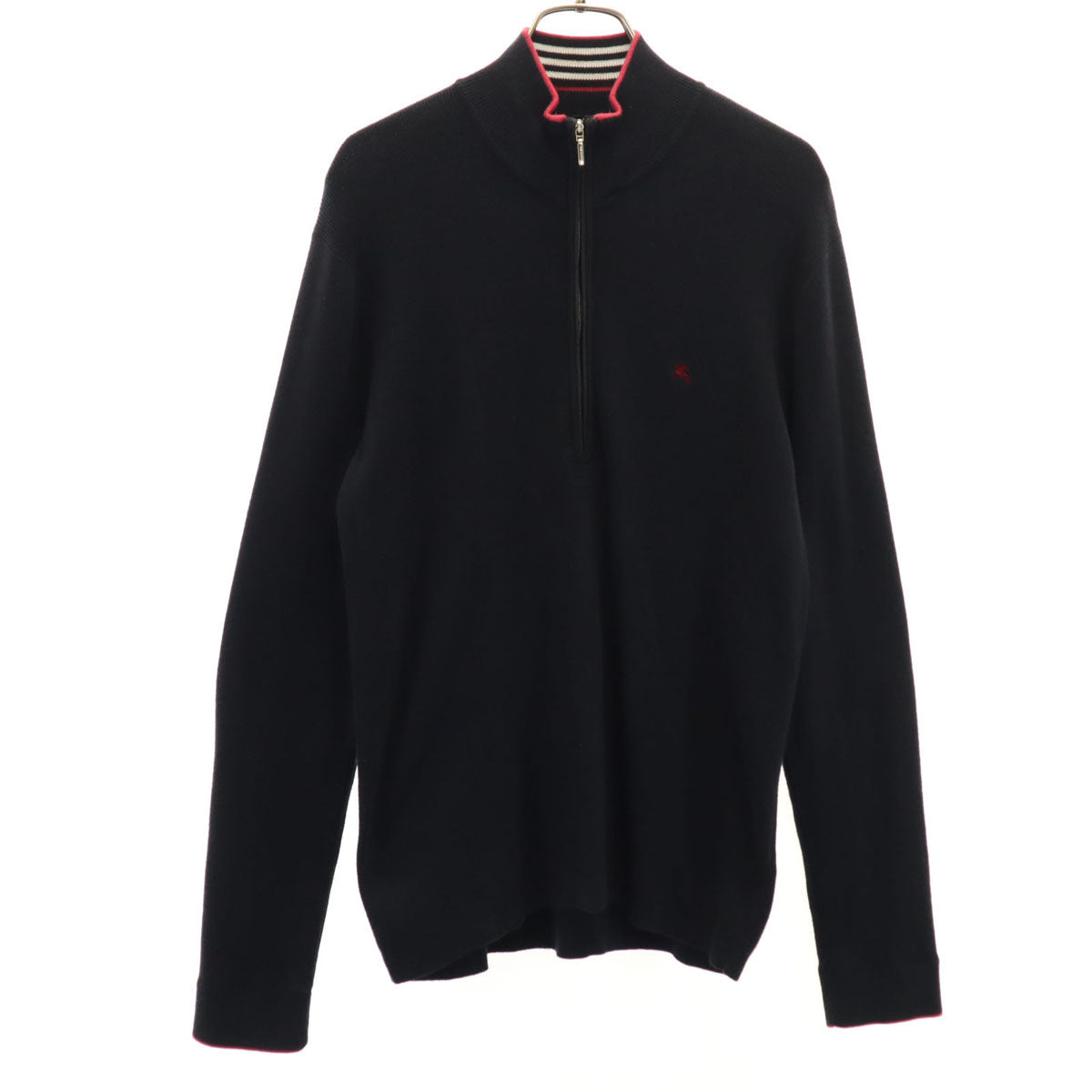 BURBERRY BLACK LABEL バーバリーブラックレーベル 長袖 ハーフジップ ニット 2 ブラック セーター 三陽商会 メンズ