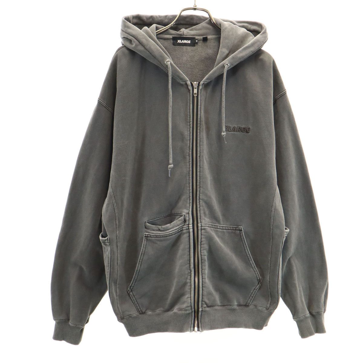 XLARGE エクストララージ 長袖 ピグメントダイ スウェット ジップパーカー M グレー メンズ