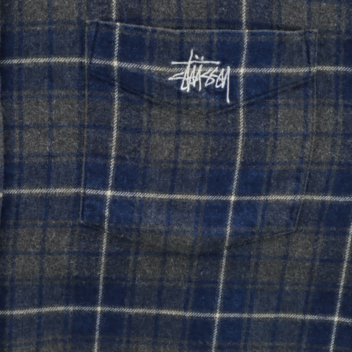 STUSSY ステューシー 日本製 チェック柄 長袖 ネルシャツ L ネイビー メンズ