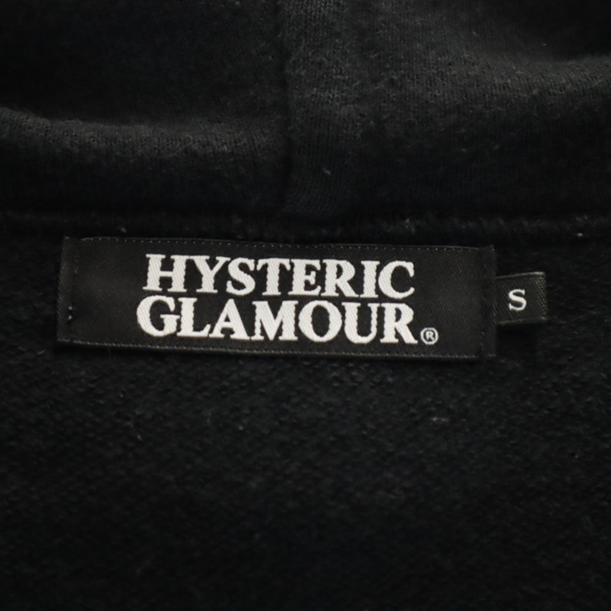 HYSTERIC GLAMOUR ヒステリックグラマー 日本製 バックプリント ピンナップガール 長袖 スウェット ジップパーカー S ブラック レディース