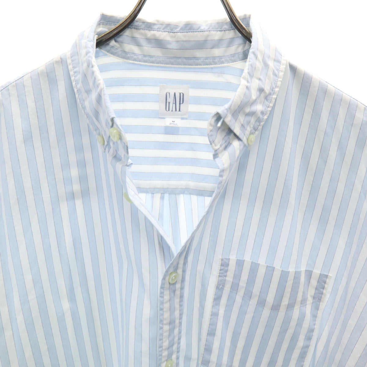 GAP ギャップ 長袖 ボタンダウンシャツ M ホワイト×ブルー メンズ