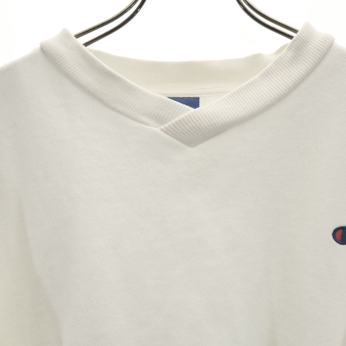 Champion チャンピオン 90s オールド 長袖 スウェット Vネック トレーナー L ホワイト 裏起毛 レディース