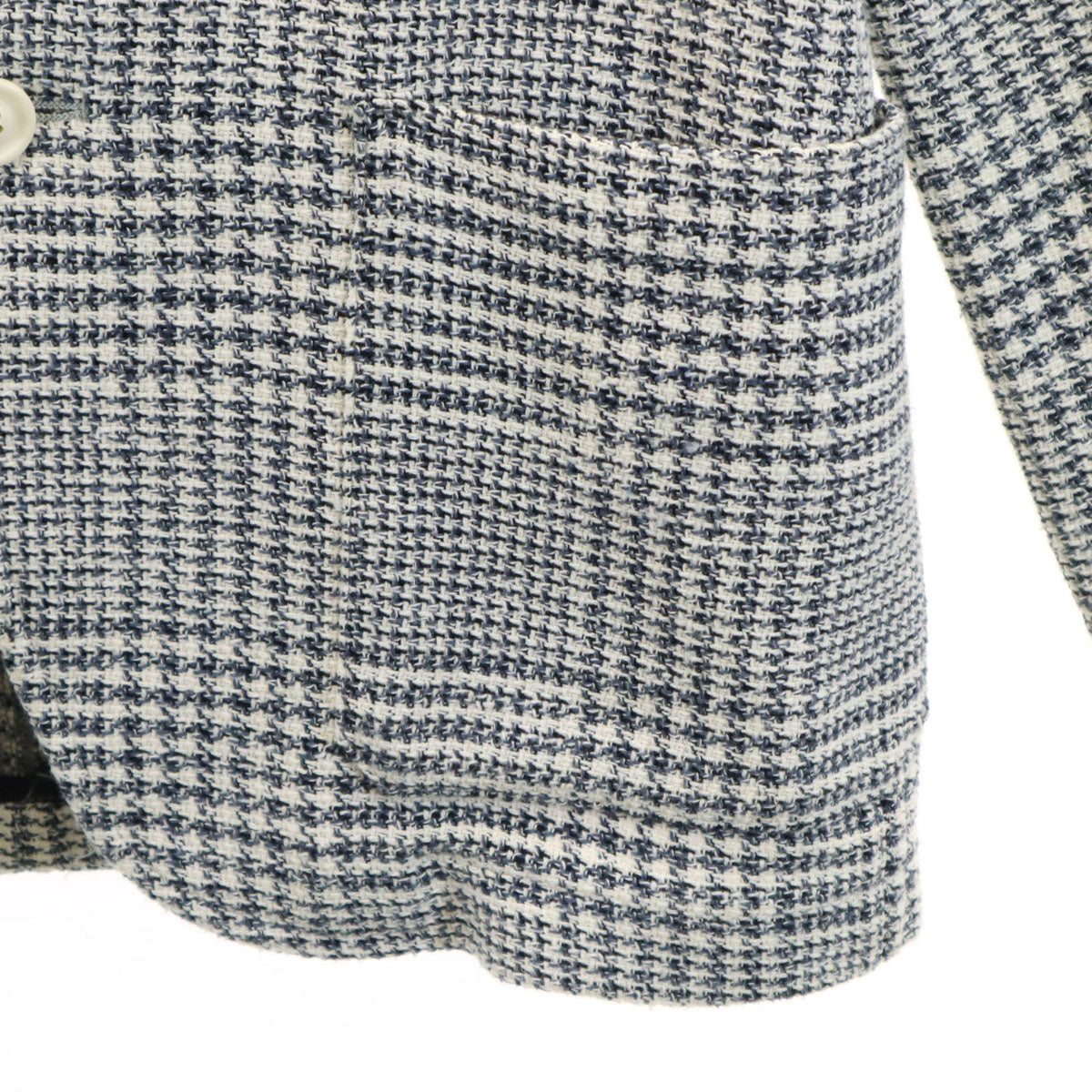 T-JACKET ティージャケット イタリア製 チェック柄 長袖 ライトツイード テーラードジャケット S ホワイト アンコン メンズ