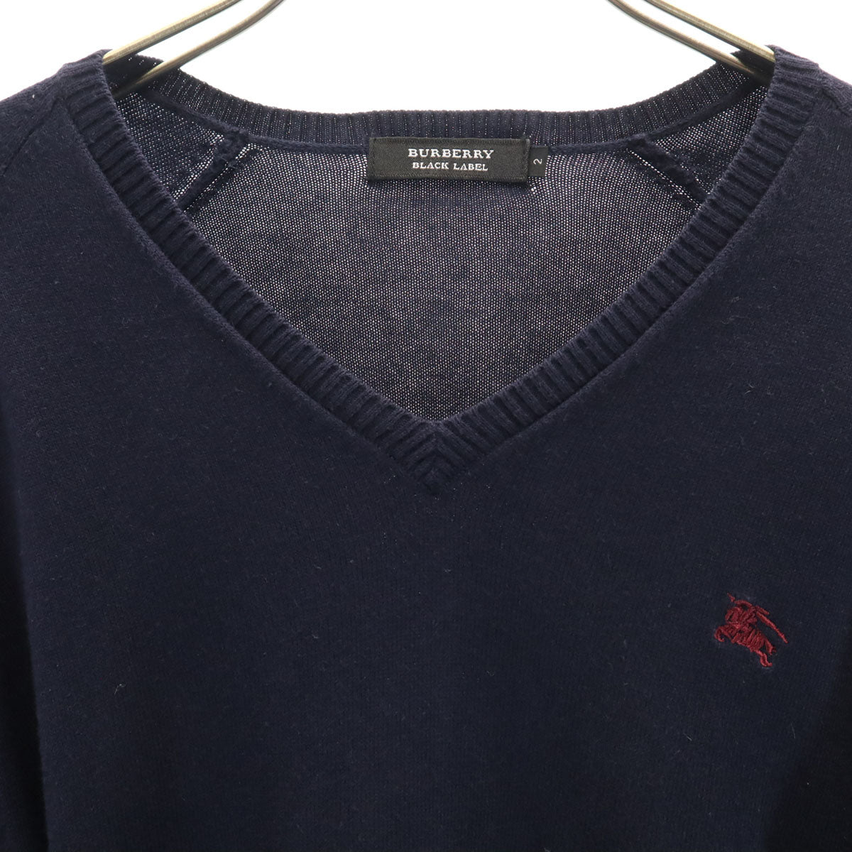 BURBERRY BLACK LABEL バーバリーブラックレーベル 長袖 Vネック ニット 2 ネイビー 三陽商会 セーター メンズ