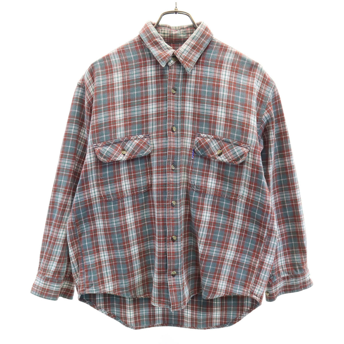 PEPSI ペプシ 90s オールド 長袖 ネルシャツ M レッド系 メンズ