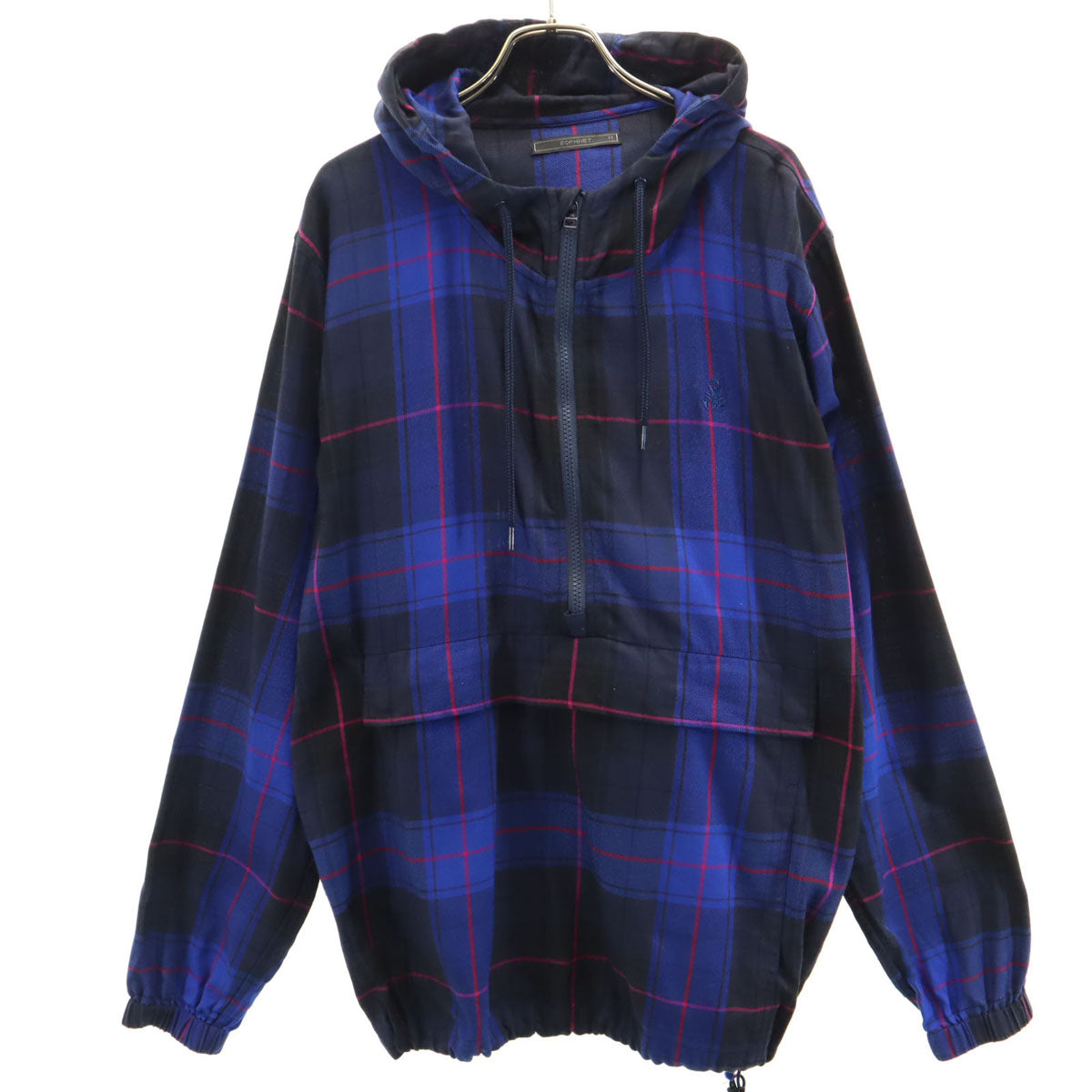 SOPHNET. ソフネット チェック 長袖 ハーフジップ ジャケット M ブルー系 プルオーバー メンズ