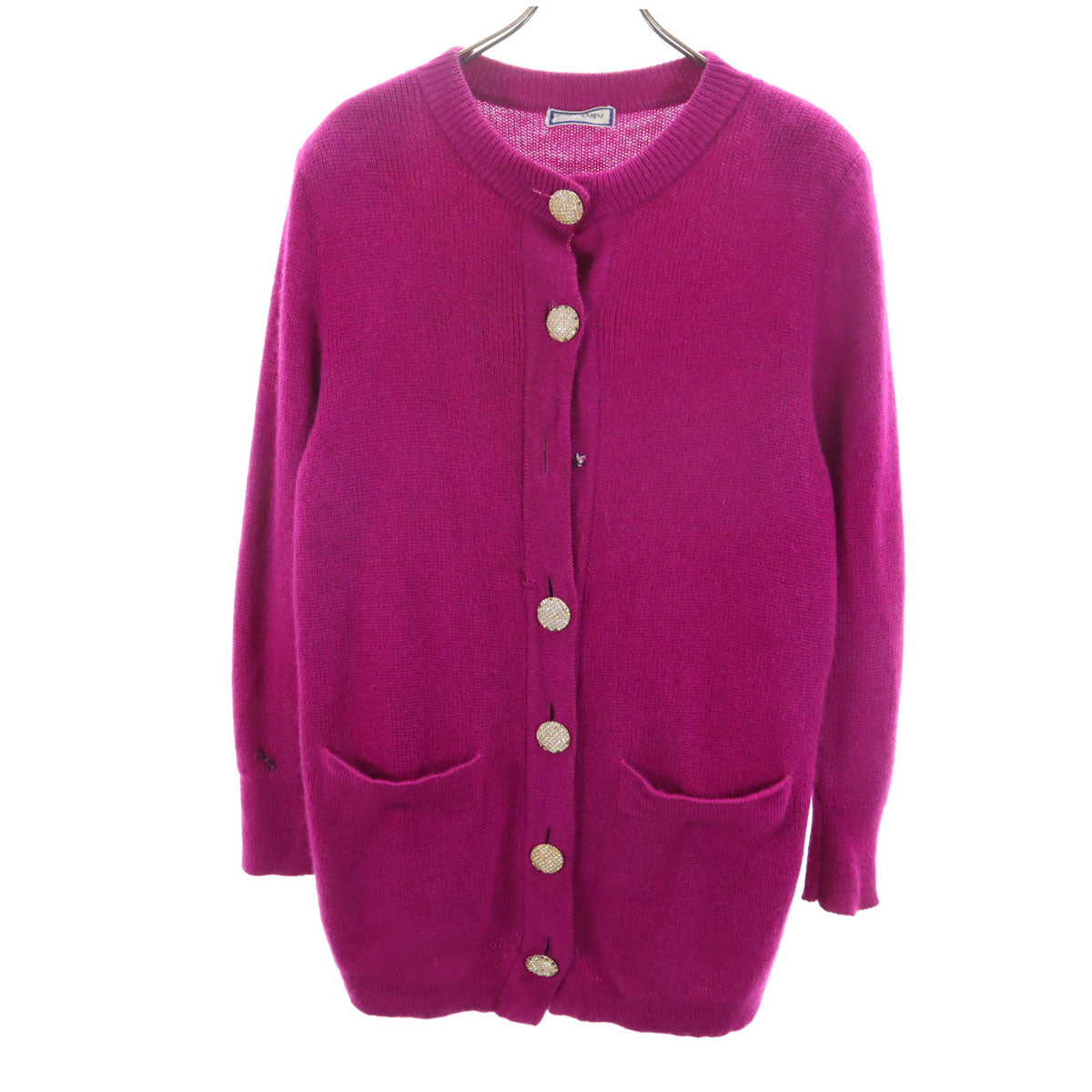 YVES SAINT LAURENT イヴサンローラン 90s オールド 長袖 ニットカーディガン M パープル系 レディース