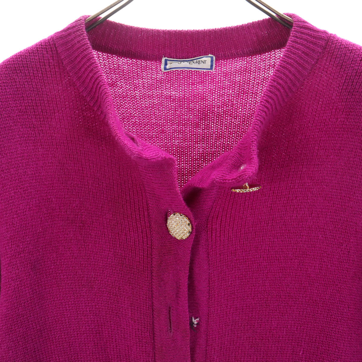 YVES SAINT LAURENT イヴサンローラン 90s オールド 長袖 ニットカーディガン M パープル系 レディース