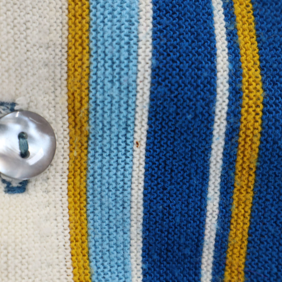 Lord Scot 80s ヴィンテージ ストライプ柄 長袖 Vネック ニットカーディガン L ブルー系 メンズ