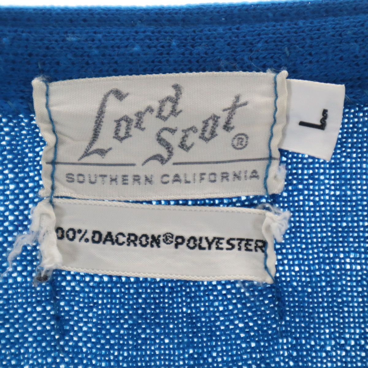 Lord Scot 80s ヴィンテージ ストライプ柄 長袖 Vネック ニットカーディガン L ブルー系 メンズ