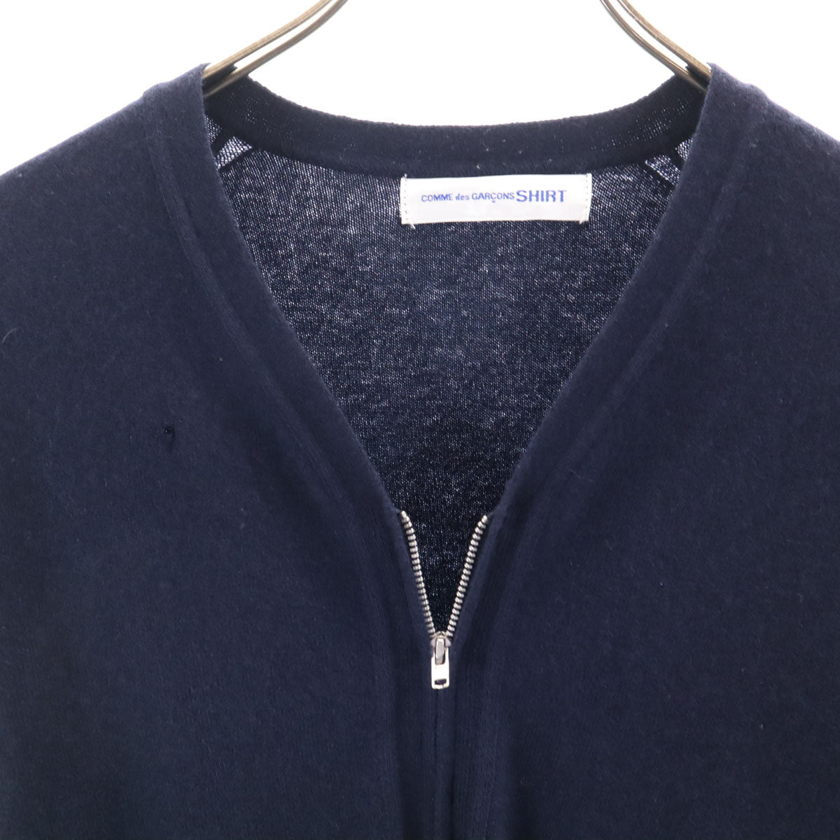 COMME des GARCONS SHIRT コムデギャルソンシャツ イタリア製 長袖 フルジップ ニットカーディガン M ネイビー レディース