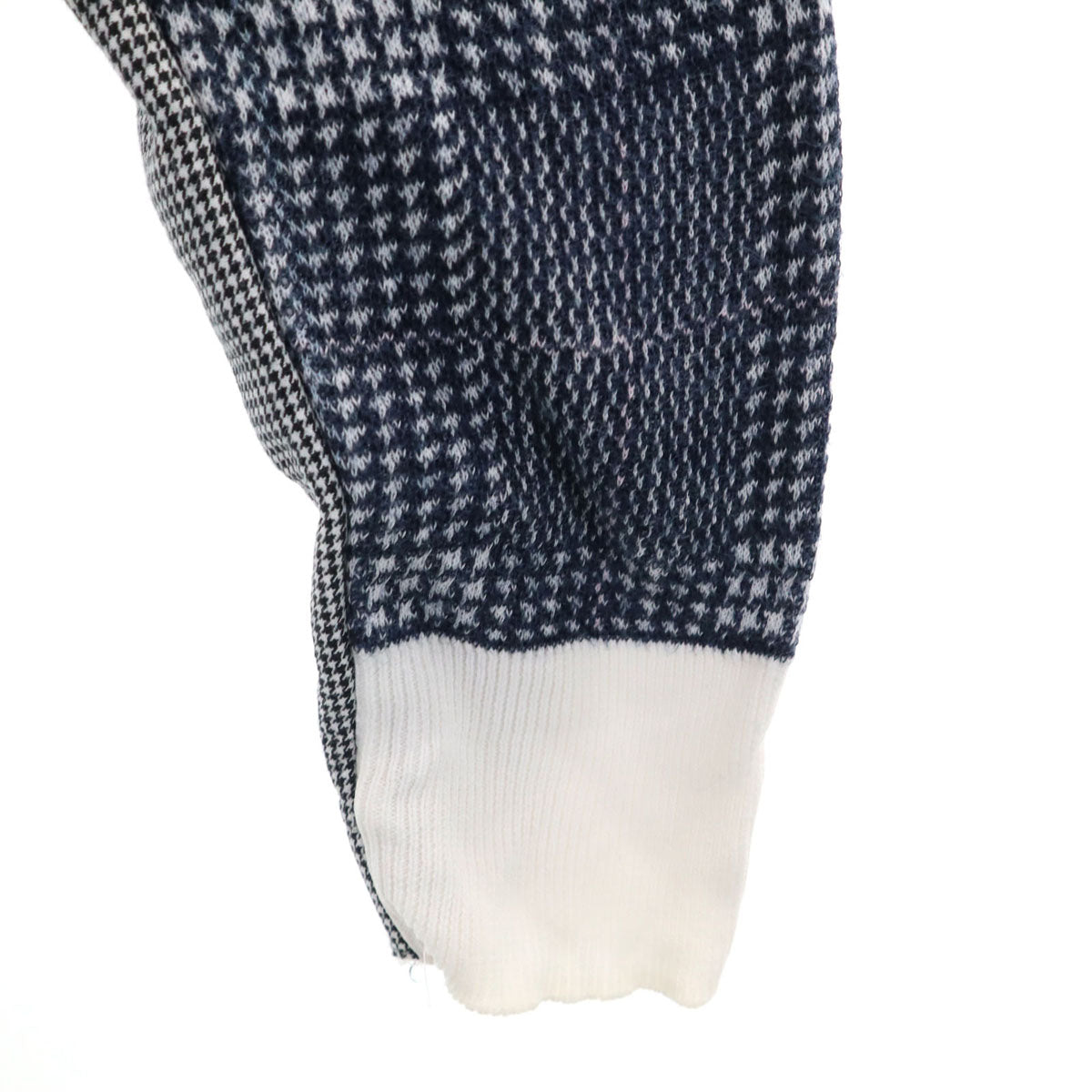 Sacai サカイ 日本製 ハウンドトゥース柄 長袖 ボンディング加工 トレーナー 1 ホワイト 千鳥格子 メンズ