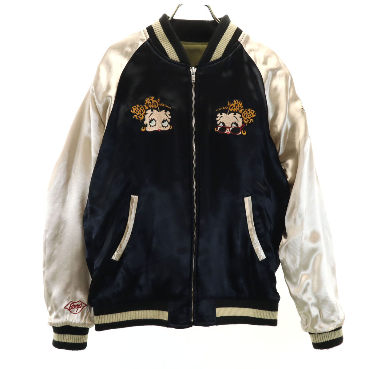 LOW BLOW KNUCKLE ローブローナックル BETTY BOOP ベティブープ コラボ リバーシブル MA-1 ジャケット M カーキ メンズ