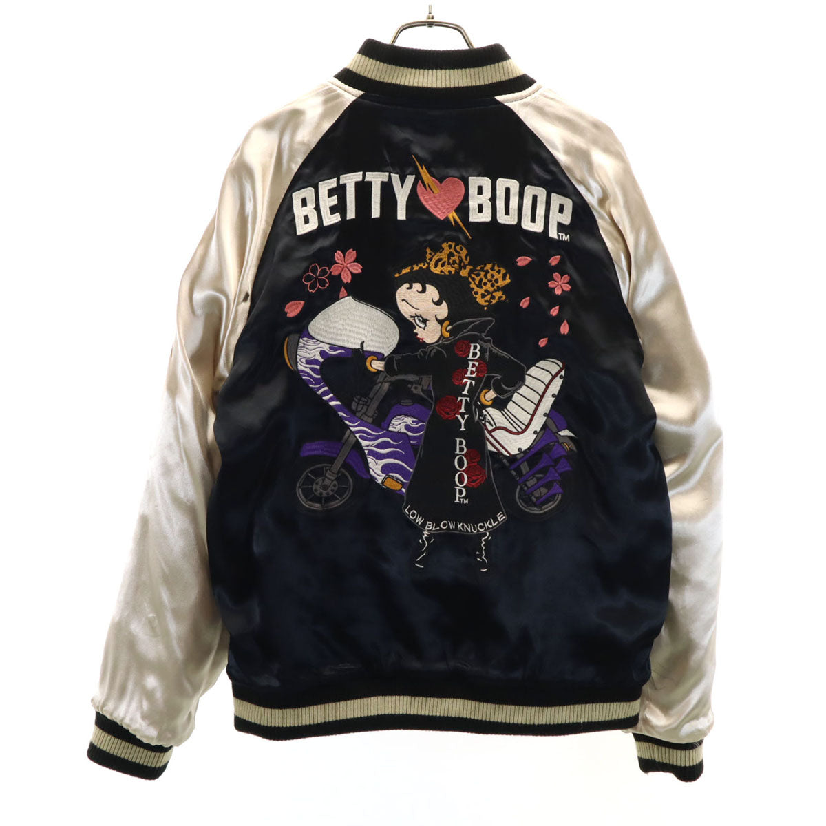 LOW BLOW KNUCKLE ローブローナックル BETTY BOOP ベティブープ コラボ リバーシブル MA-1 ジャケット M カーキ メンズ