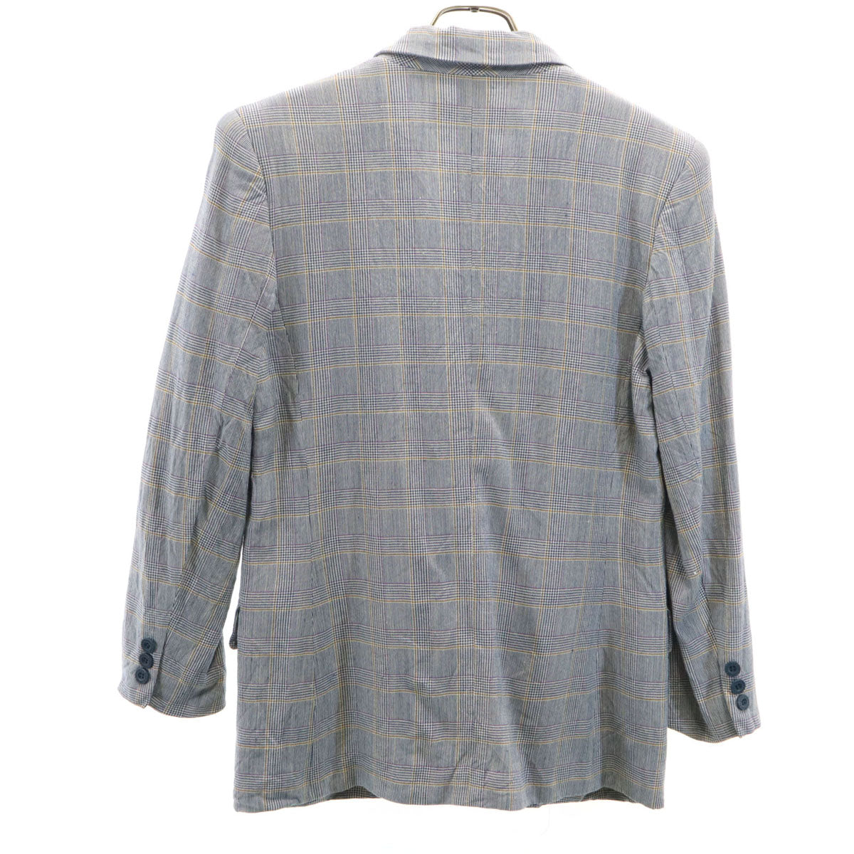 Christian Dior SPORTS クリスチャンディオール スポーツ 90s リネンブレンド オールド チェック柄 テーラードジャケット M ネイビー系 レディース