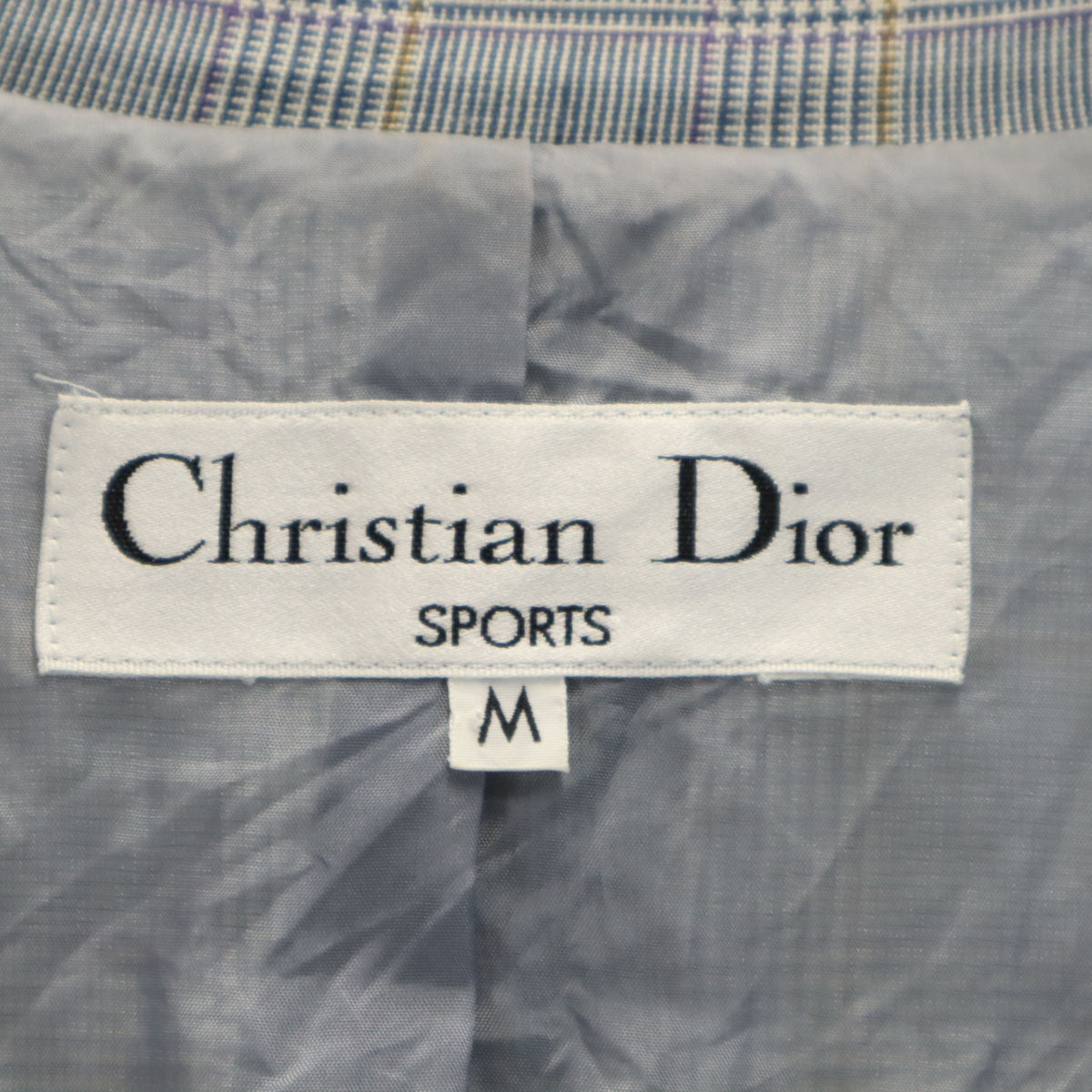 Christian Dior SPORTS クリスチャンディオール スポーツ 90s リネンブレンド オールド チェック柄 テーラードジャケット M ネイビー系 レディース