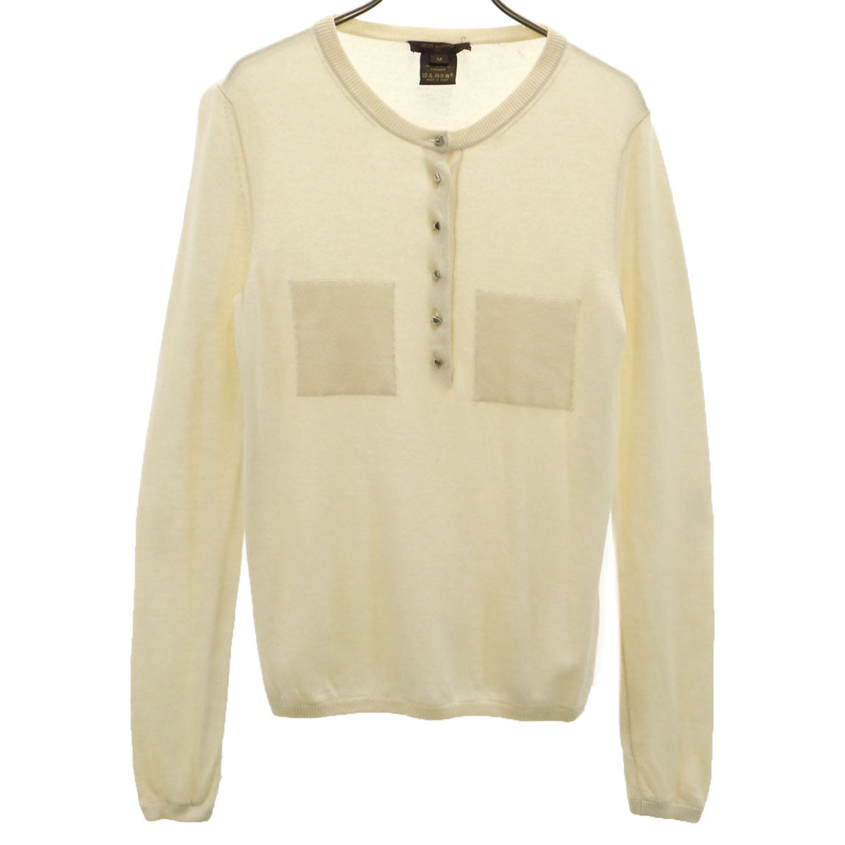 LOUIS VUITTON ルイヴィトン イタリア製 カシミヤ100% 長袖 ニット M オフホワイト レディース