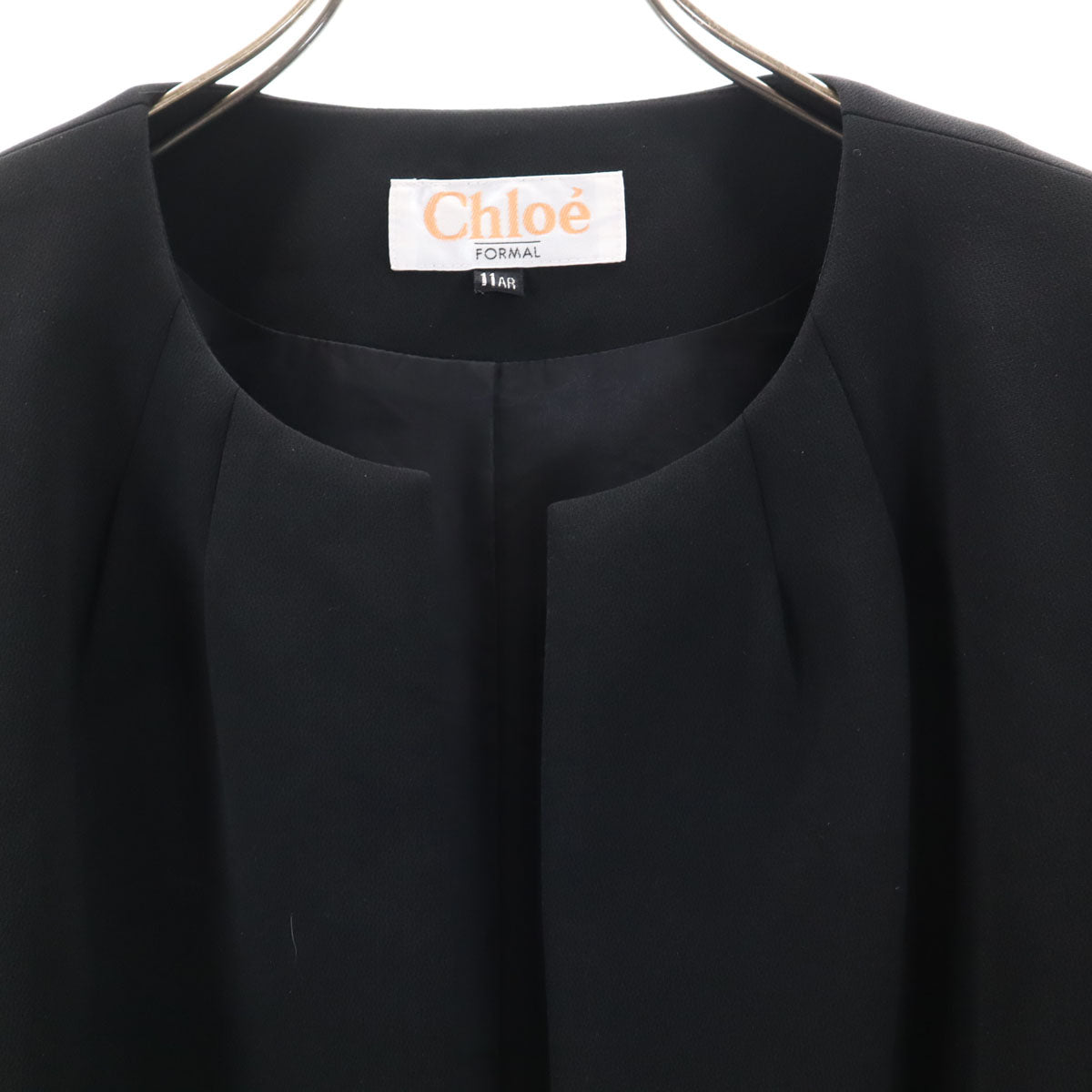 Chloe クロエ 日本製 ノーカラージャケット 11AR ブラック レディース
