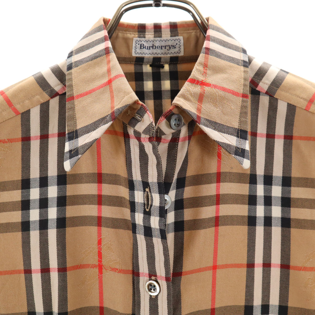 Burberrys バーバリーズ 90s オールド ノバチェック 長袖 コットンシャツ M ベージュ レディース
