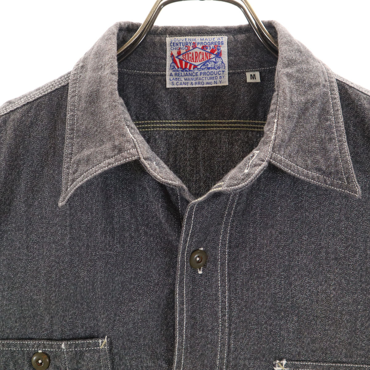 SUGAR CANE シュガーケーン 日本製 1934年 シカゴ万博記念 復刻 長袖 コットンコバート ワークシャツ M チャコールグレー 東洋エンタープライズ SC28281 メンズ