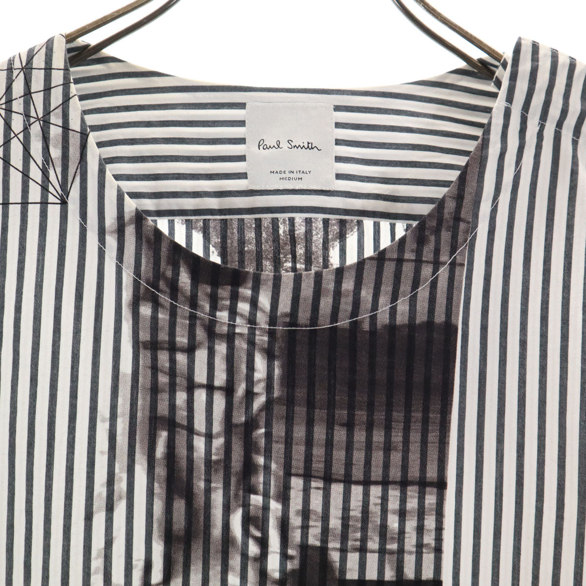 Paul Smith ポールスミス イタリア製 ストライプ柄 長袖 プルオーバー シャツ M ホワイト メンズ