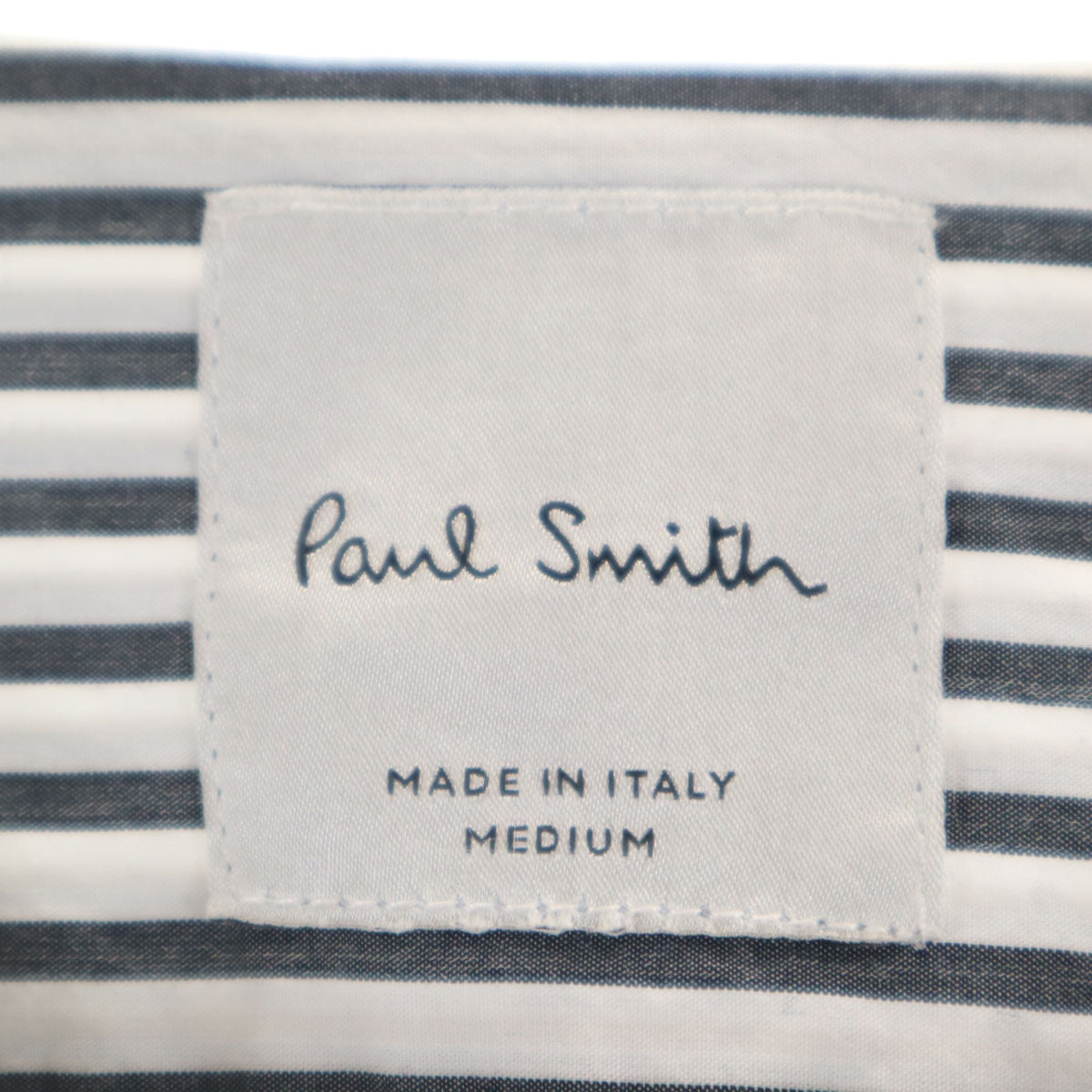 Paul Smith ポールスミス イタリア製 ストライプ柄 長袖 プルオーバー シャツ M ホワイト メンズ